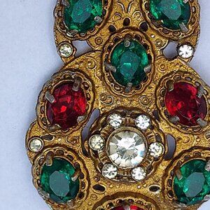 Antique Victorian Fruit salad for clip gorgeous filigree with stones multiple st